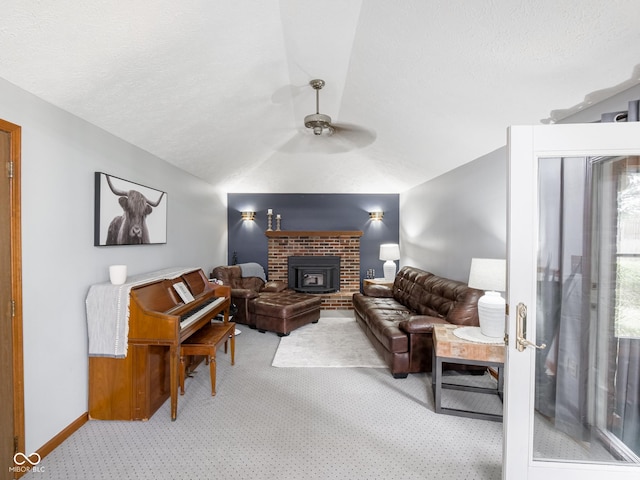 479 Raintree Dr, Danville, IN 46122 - carpeted living area featuring ceiling fan and lofted ceiling