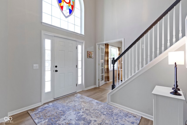 441 Viburnum Run, Westfield, IN 46074 - foyer entrance with wood finished floors, plenty of natural light, a high ceiling, and stairs