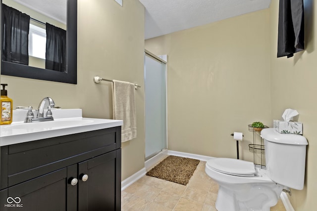 441 Viburnum Run, Westfield, IN 46074 - full bath featuring a stall shower, vanity, a textured ceiling, and tile patterned flooring