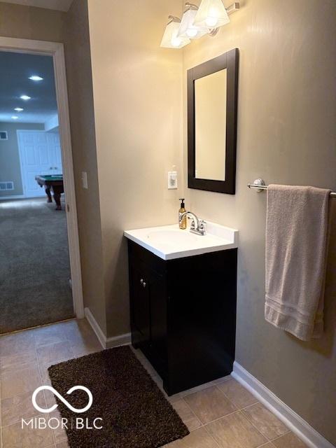 441 Viburnum Run, Westfield, IN 46074 - bathroom featuring vanity, billiards table, and tile patterned floors