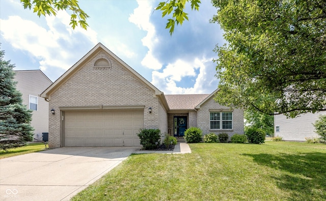 17019 Flinchum Way E, Noblesville, IN 46062 - ranch-style house featuring a garage, brick siding, concrete driveway, and a front yard