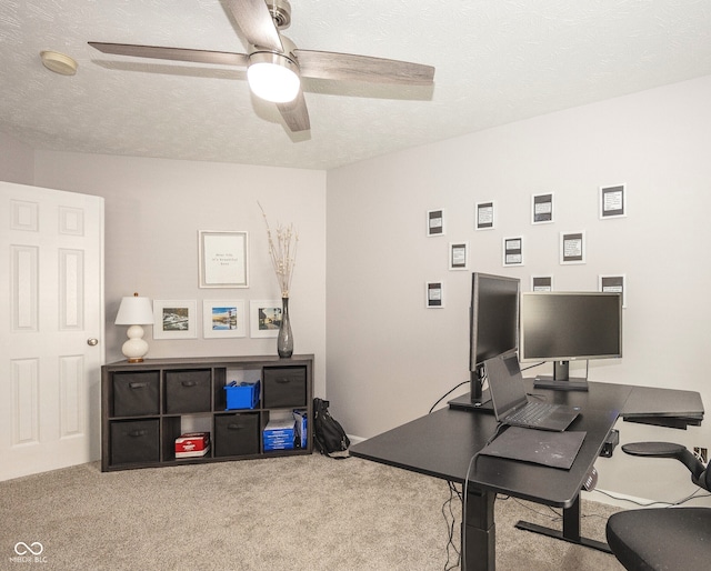 17019 Flinchum Way E, Noblesville, IN 46062 - office with carpet flooring, a ceiling fan, and a textured ceiling