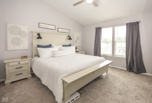 17019 Flinchum Way E, Noblesville, IN 46062 - bedroom featuring light carpet, vaulted ceiling, and a ceiling fan