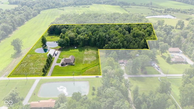 606 S Grange Hall Rd, Hanover, IN 47243 - overview of rural landscape with property parcel outlined and a large body of water