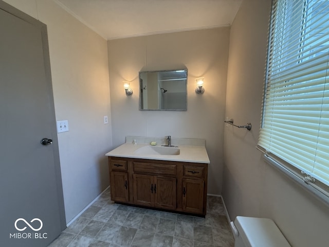 1048 S Burlington Dr, Muncie, IN 47302 - bathroom featuring vanity and crown molding