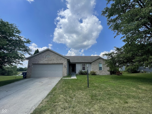 10610 Stillcreek Dr, Indianapolis, IN 46239 - single story home featuring concrete driveway, a garage, a front yard, and brick siding