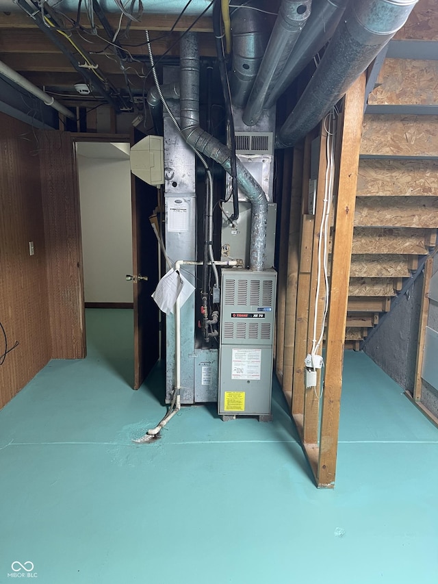 10610 Stillcreek Dr, Indianapolis, IN 46239 - unfinished basement with stairs and heating unit