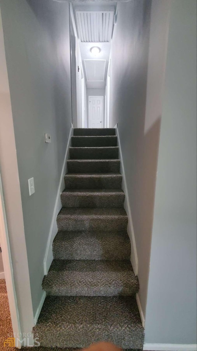 staircase with carpet