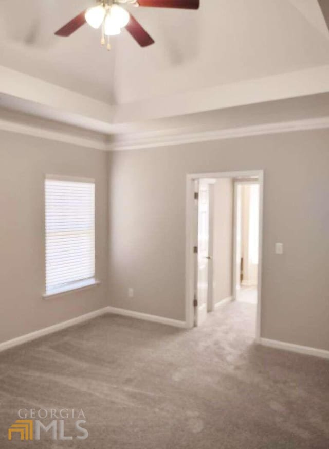 1208 Bordeau Way, Villa Rica, GA 30180 - empty room with light colored carpet, ceiling fan, and high vaulted ceiling