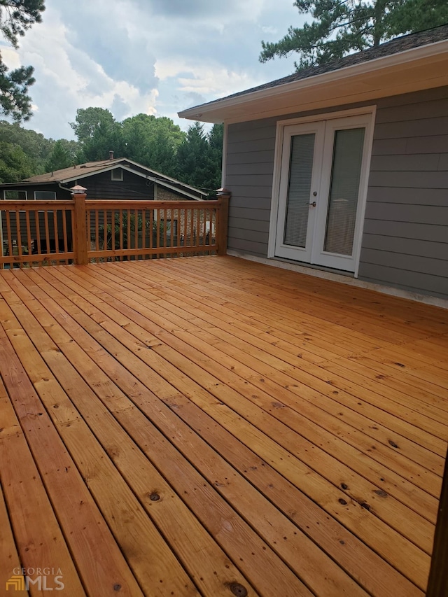 wooden terrace with french doors