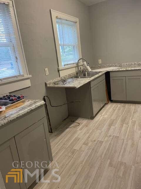 bathroom with sink and hardwood / wood-style floors