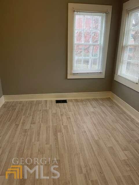 empty room with light wood-type flooring and a wealth of natural light