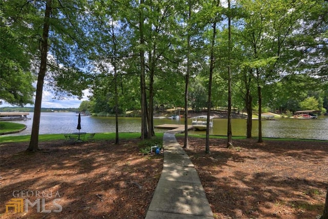 view of property's community with a water view