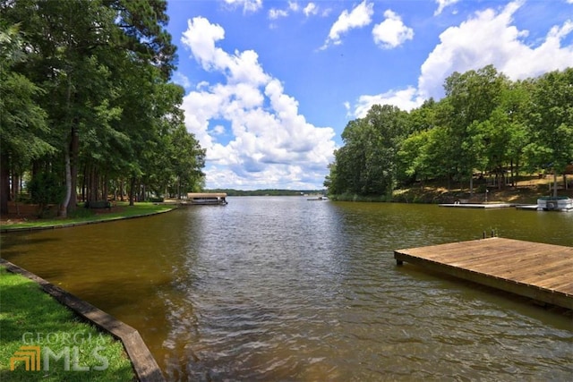 view of dock featuring a water view