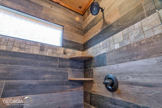 interior details with tiled shower