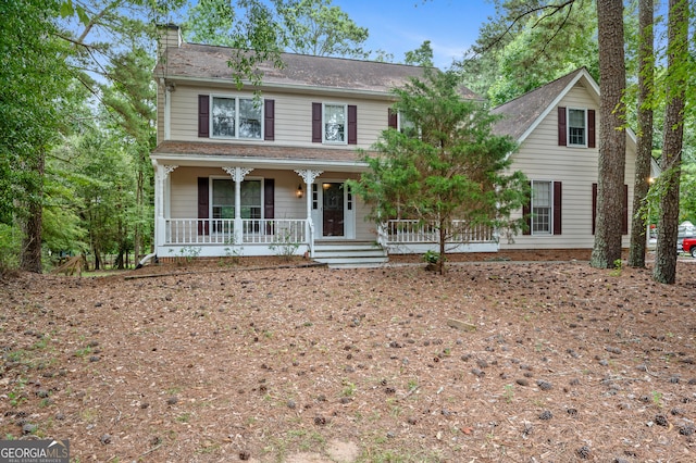 colonial house with a porch