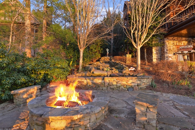 686 Lake Dr, Morganton, GA 30560 - view of patio / terrace with a fire pit