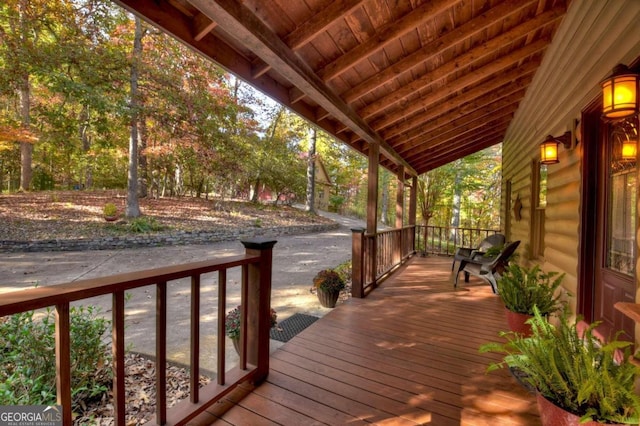 deck featuring covered porch