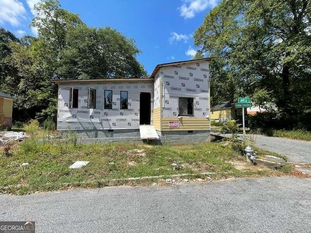 view of unfinished property