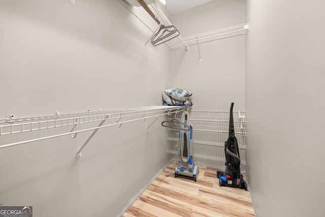 spacious closet with hardwood / wood-style flooring