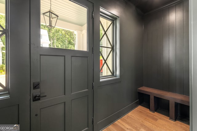 mudroom with light wood-type flooring