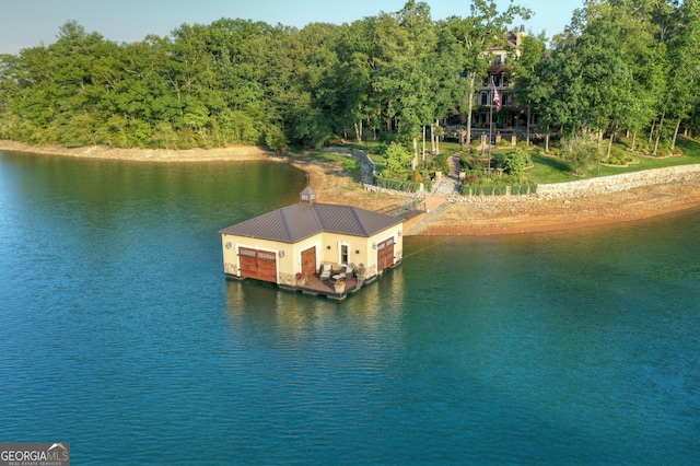 view of dock featuring a water view