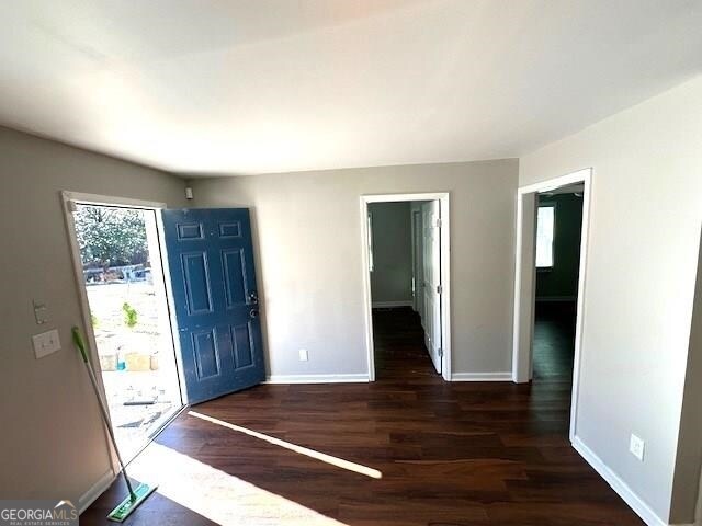 entryway with dark hardwood / wood-style floors