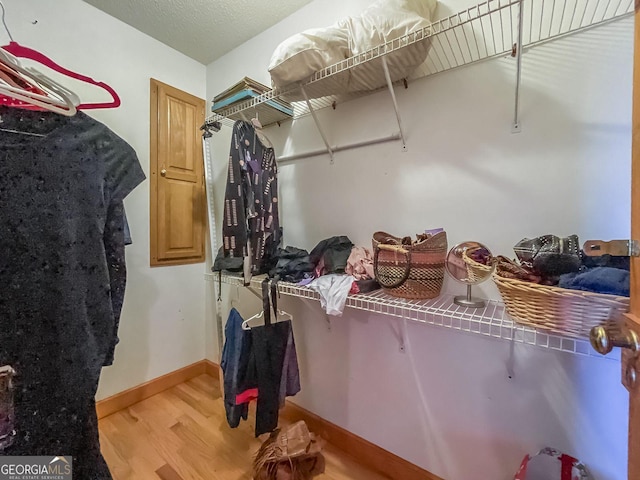 walk in closet featuring light wood-type flooring