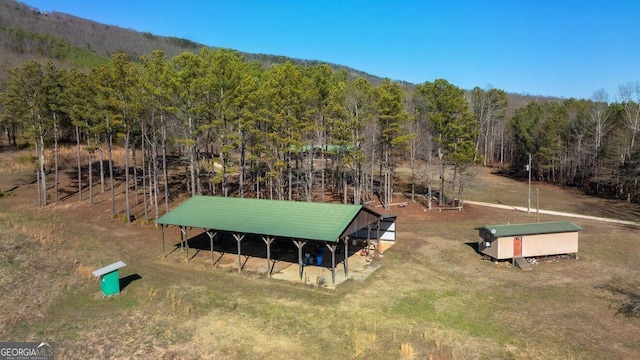 bird's eye view with a mountain view