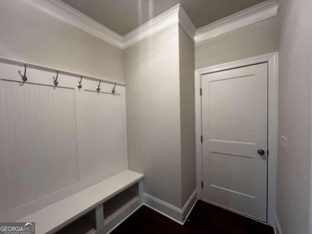 mudroom with crown molding