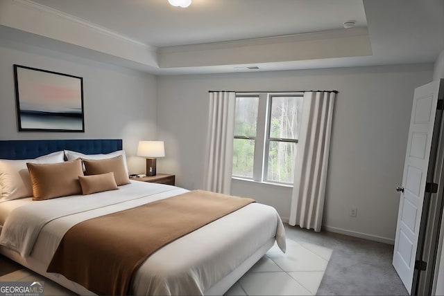 bedroom featuring a tray ceiling