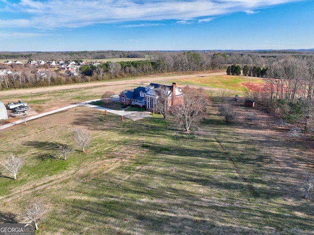 drone / aerial view with a rural view