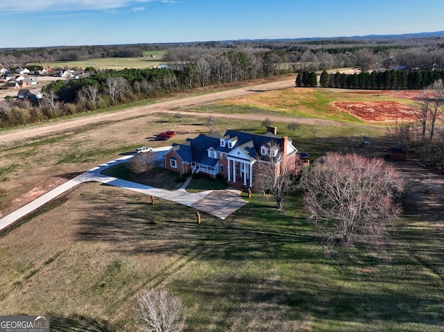 drone / aerial view featuring a rural view