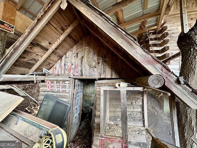 view of unfinished attic