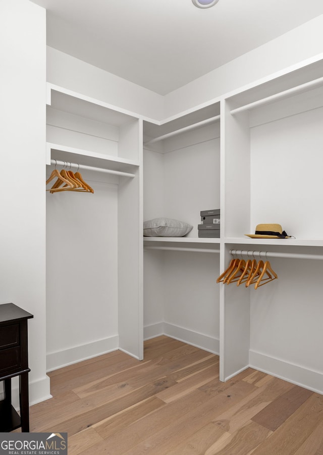 spacious closet with hardwood / wood-style flooring