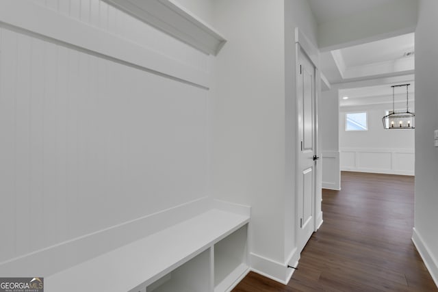 mudroom featuring dark hardwood / wood-style floors