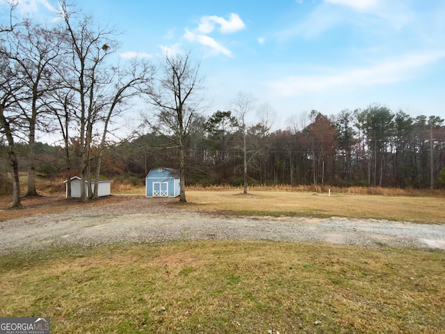 view of yard featuring a storage unit and an outdoor structure