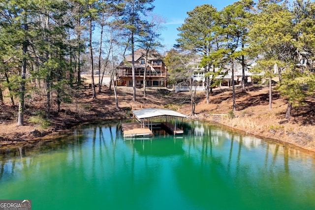 water view featuring a boat dock