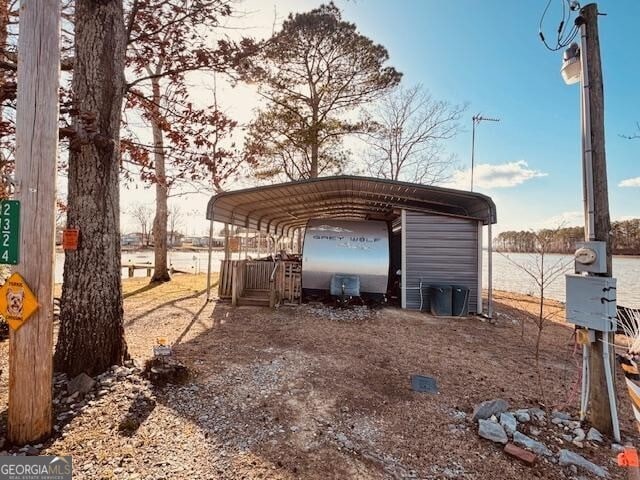 garage with a carport