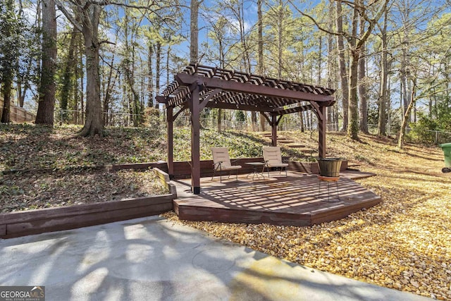 view of patio / terrace featuring a pergola