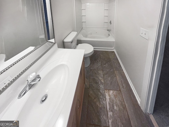 full bathroom with vanity, shower / bathing tub combination, and toilet