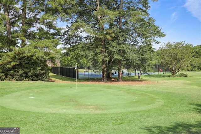 view of community featuring a lawn