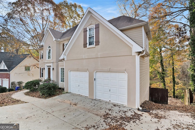 view of home's exterior with a garage