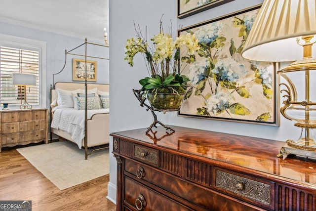 bedroom featuring light hardwood / wood-style flooring