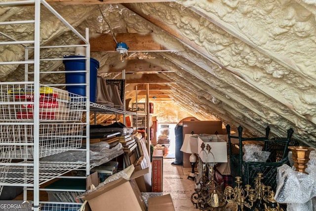 view of unfinished attic