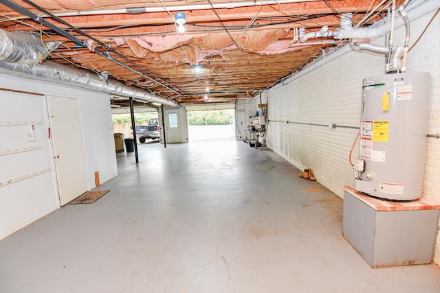 basement featuring water heater