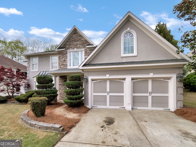 view of front of house with a garage