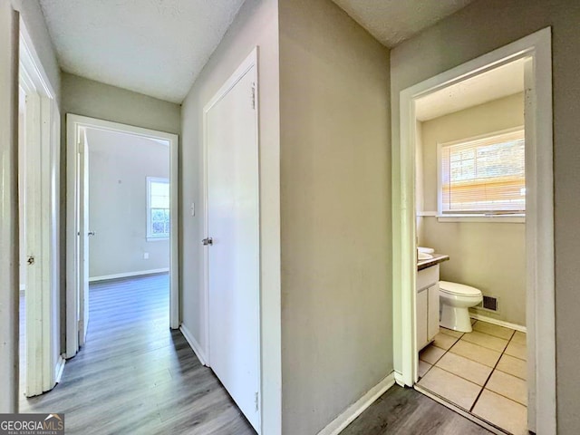 hallway featuring light hardwood / wood-style flooring and a wealth of natural light