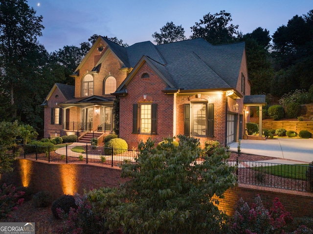 view of front of home with a garage