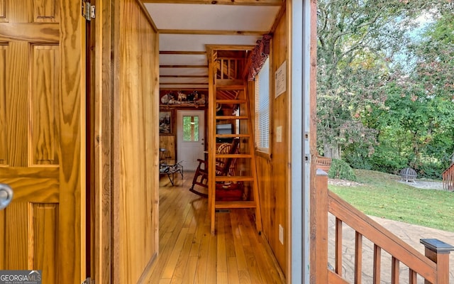 interior space with light hardwood / wood-style floors